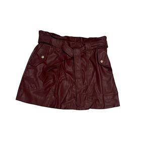Zara Faux Leather Burgundy Paperbag Skirt, Large